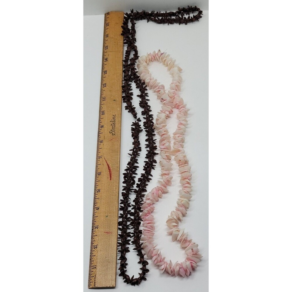 5 Vtg Wood & Seashell Tropical Fashion Beaded Necklace lot Handmade Layered Boho - Picture 11 of 15